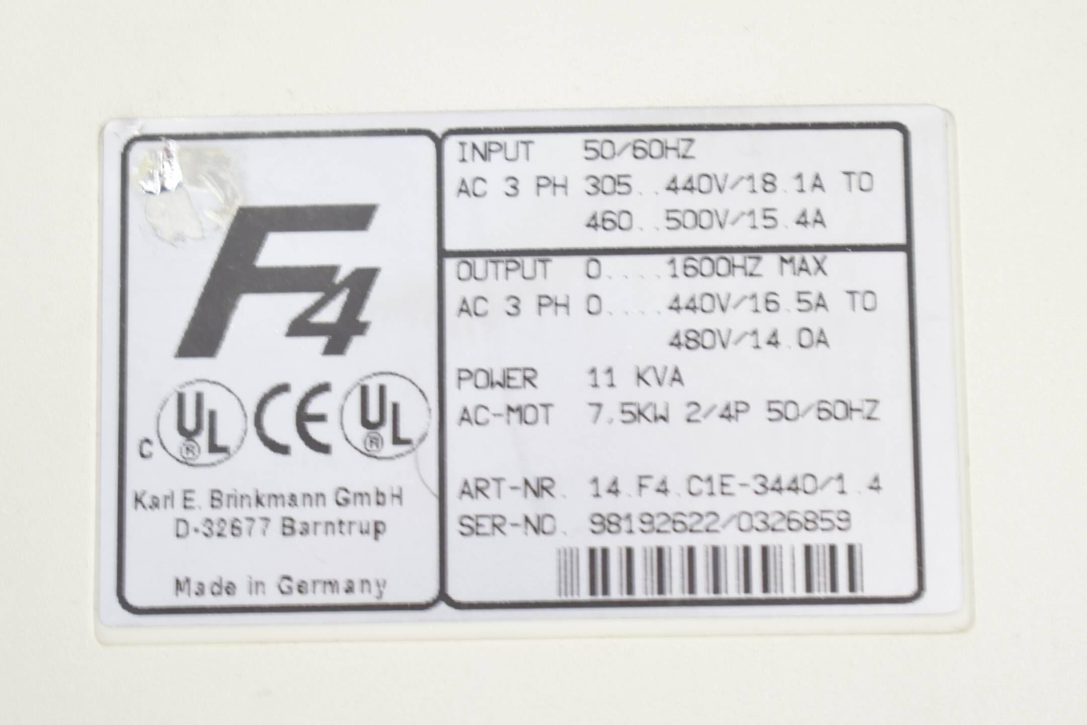 KEB combivert F4 Frequenzumrichter 14.F4.C1E-3440/1.4 ( 14F4C1E ) inkl. Filter