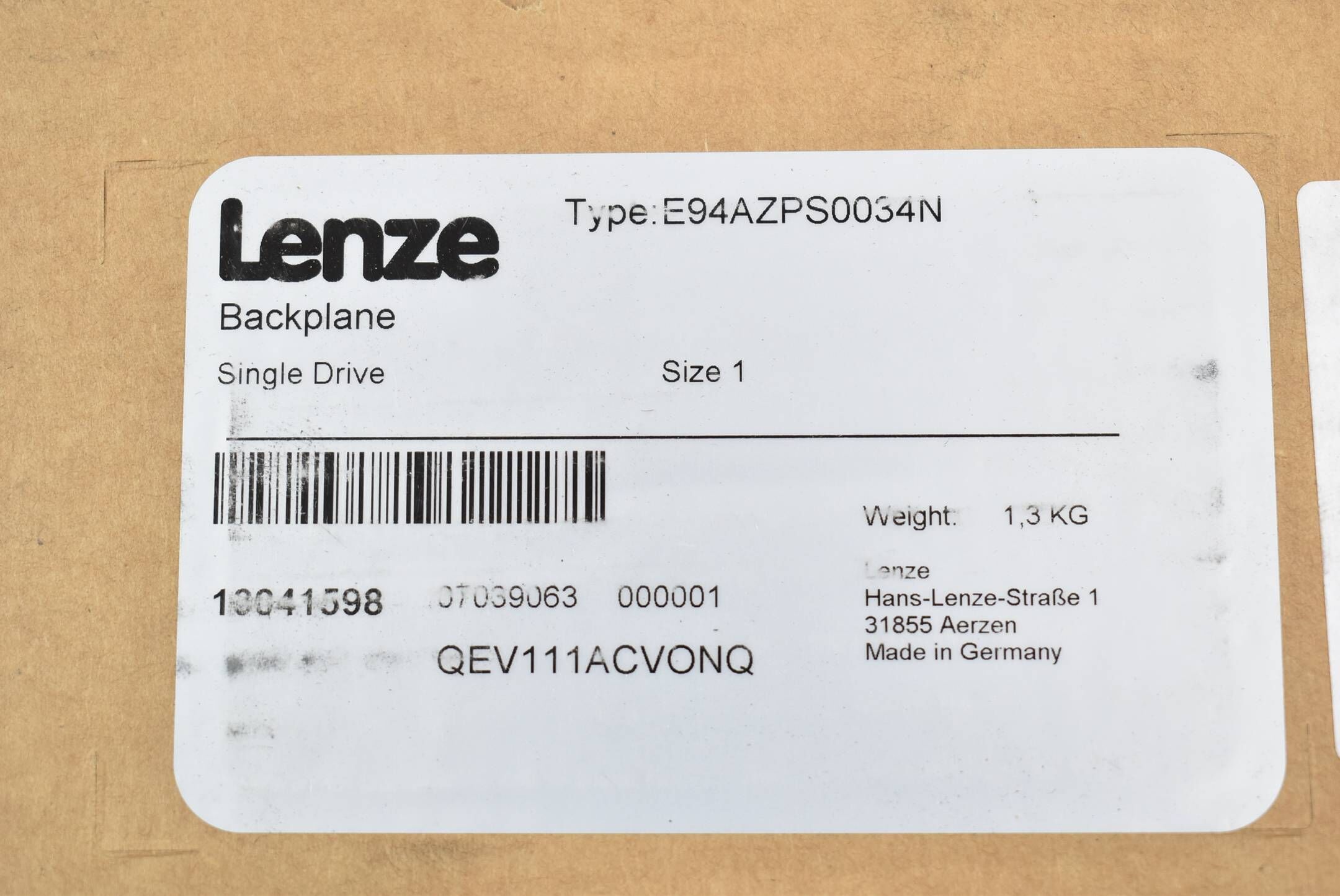Lenze E94AZPS0034N Backplane Single Drive ( 13041598 )