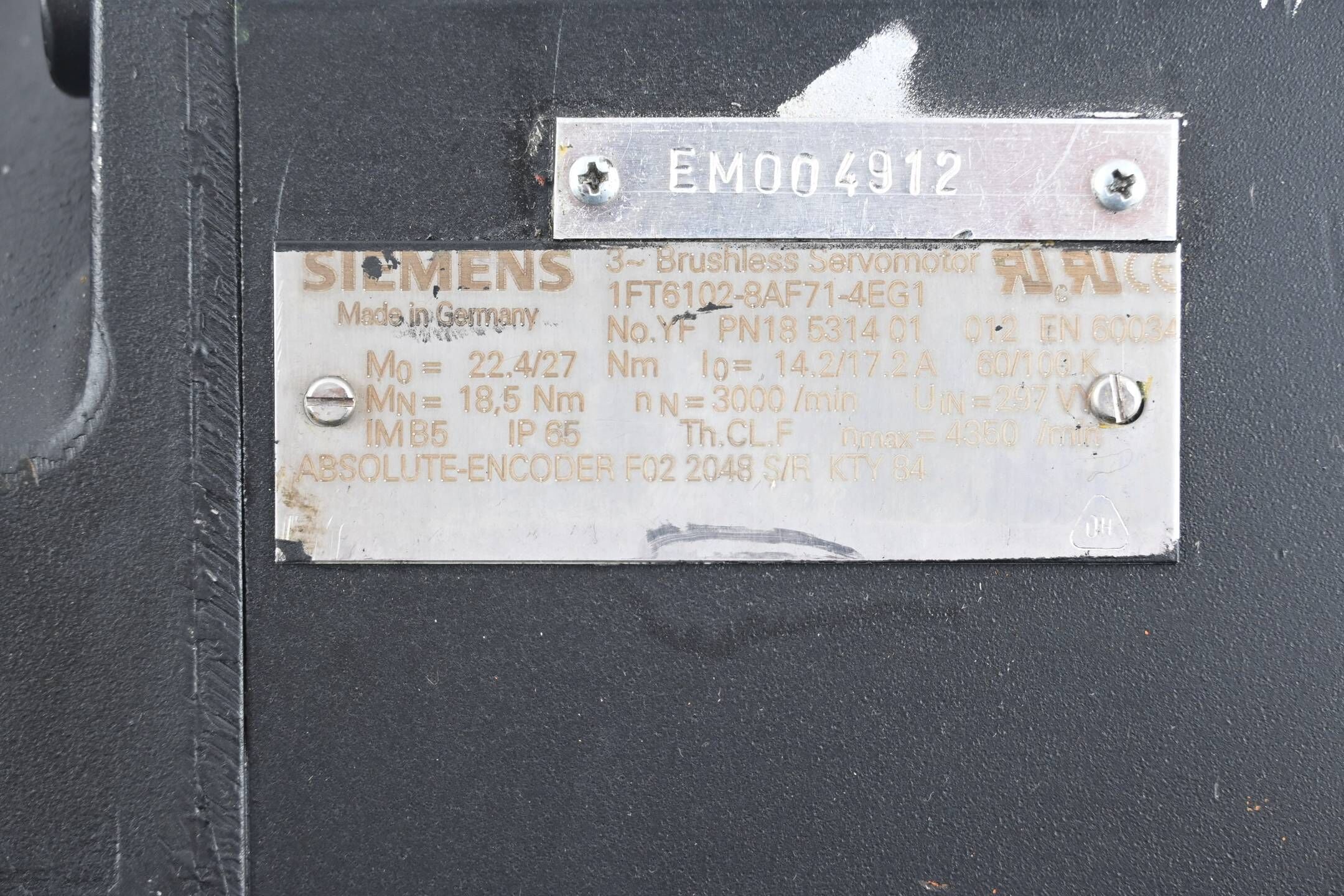 Siemens Synchronservomotor 1FT6102-8AF71-4EG1 ( 1FT6 102-8AF71-4EG1 )