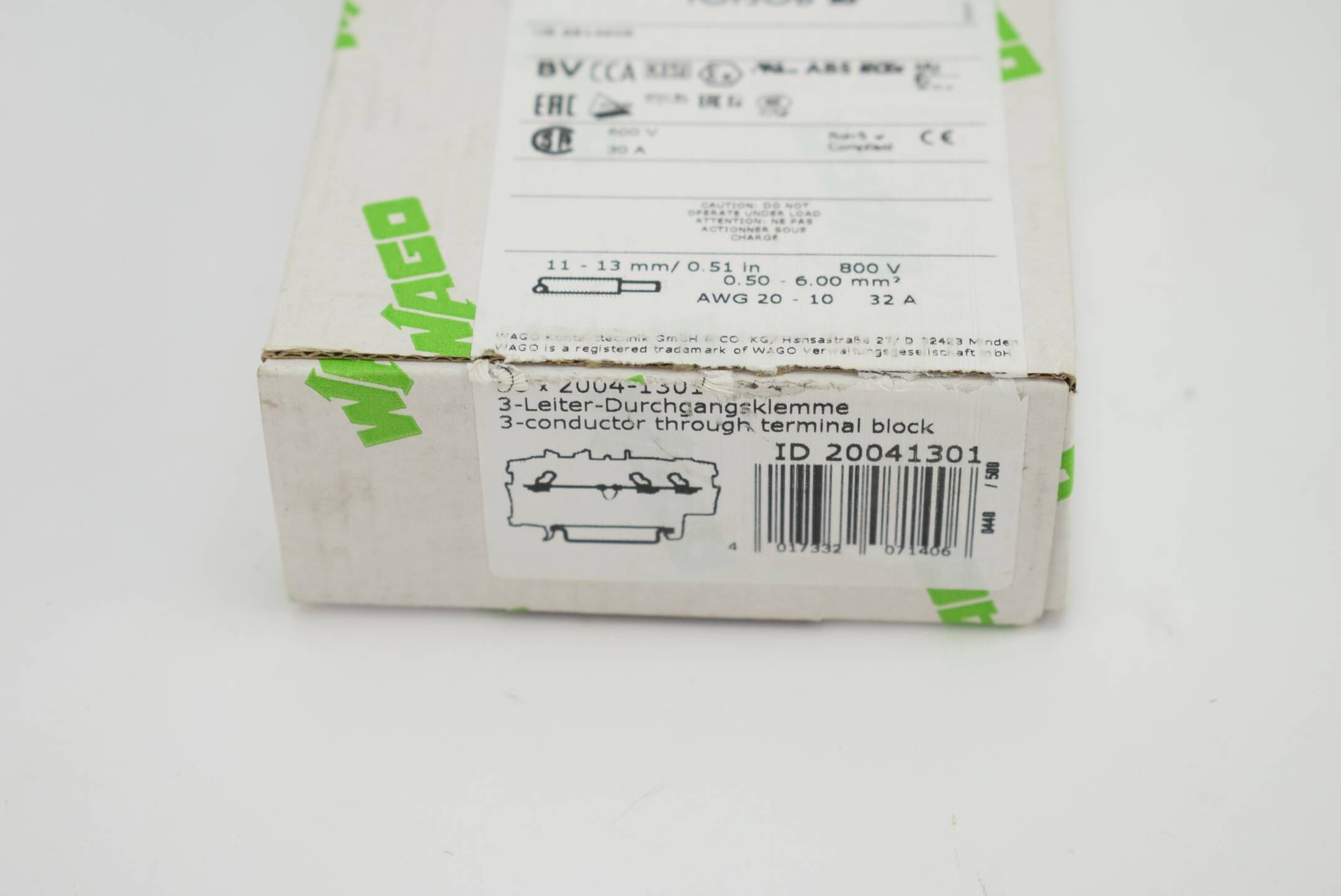 32 Stück Wago 3-Leiter Durchgangsklemme 2004-1301 ( 20041301 )