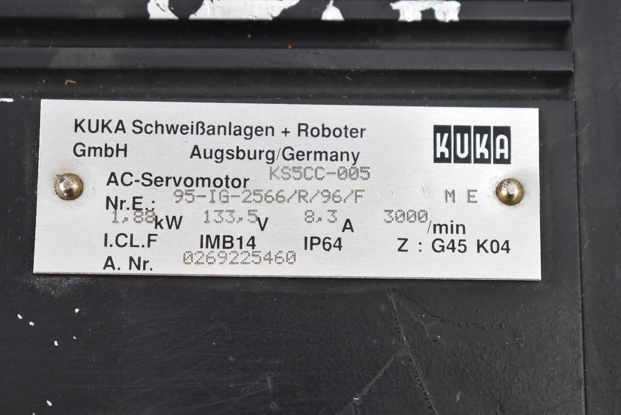 Kuka Servomotor 95-IG-2566/R/96/F ( KS5CC-005 ) inkl. Optionen G45 + K04
