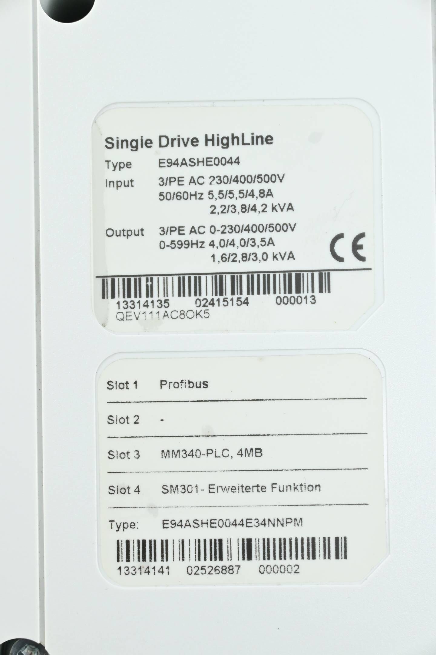 Lenze Single Drive HighLine E94ASHE0044 + Backplane inkl. Netzfilter E94AZMS0094