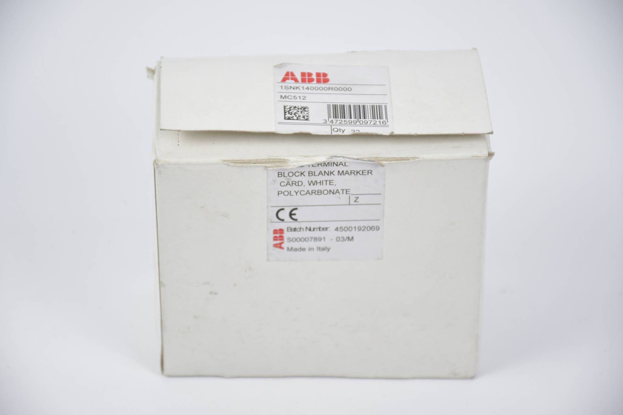 ABB block blank marker card, weiss, Polycarbonat MC512 1SNK140000R0000 Qty. 21