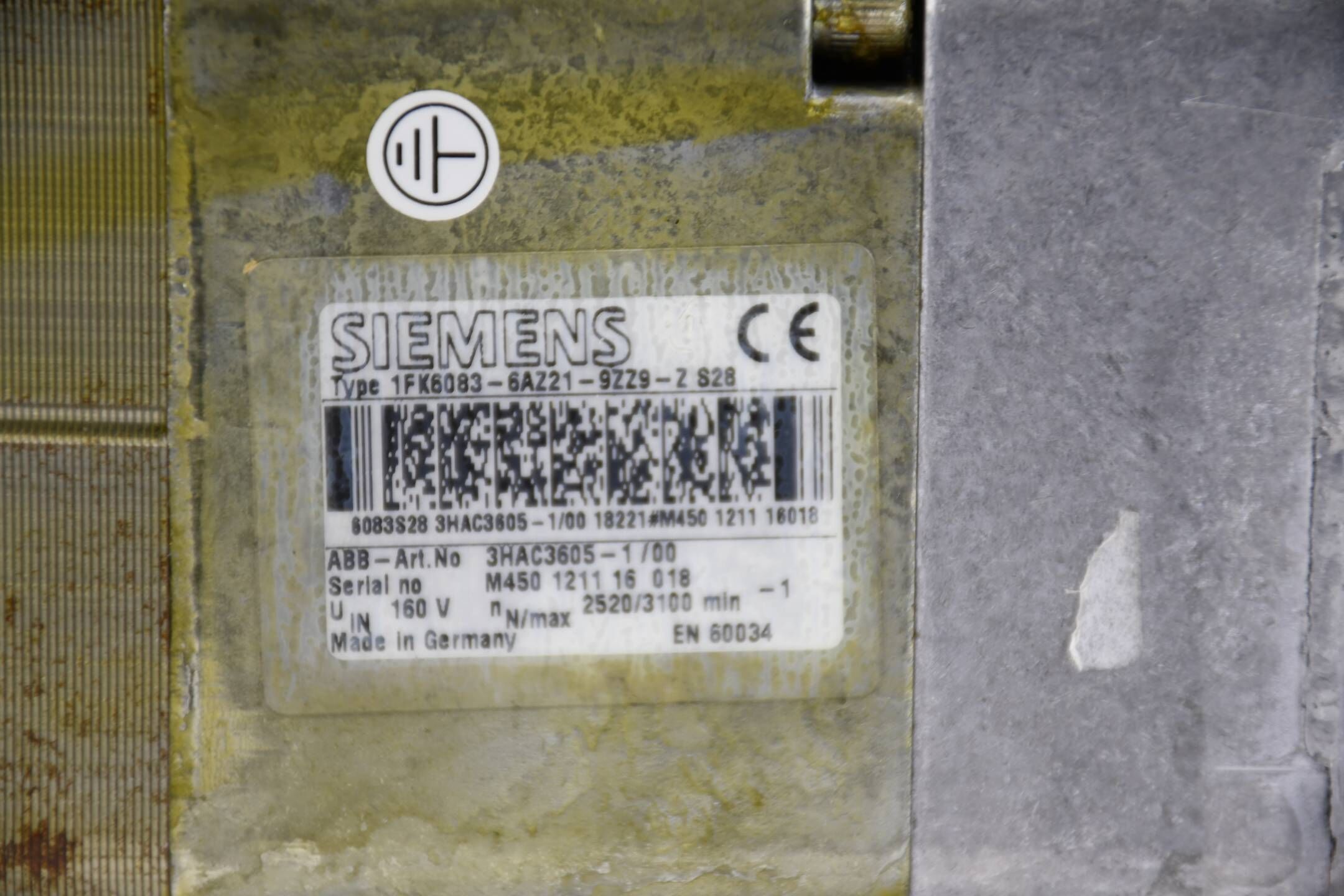 ABB Robotics Siemens M2000 Servomotor 1FK6083-6AZ21-9ZZ9-Z S28 ( 3HAC3605-1/00 )