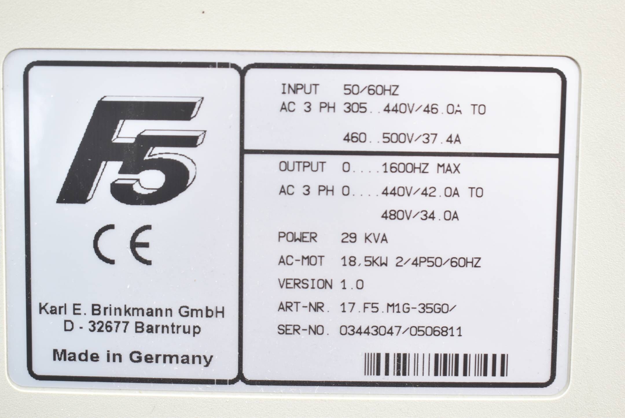 KEB combivert F5 Frequenzumrichter 17.F5.M1G-35G0 305-440V 18,5kW inkl. Keyboard